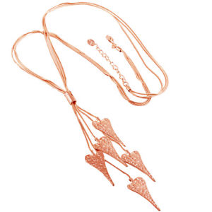 【送料無料】ネックレス　ロングネックレスピンクample plaqu or rose martel finition pendant 5 breloque cur long collier