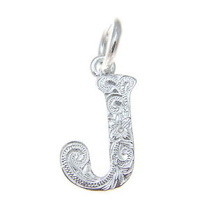 【送料無料】ネックレス　スターリングシルバーハワイアンヘビープルメリアen argent sterling 925 lourde hawaen plumeria volutes initiale lettre j