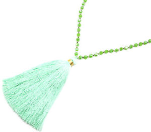 【送料無料】ネックレス　ネックレスポンポングリーンワイヤcl1999f sautoir collier perles brillantes avec pendentif pompon fils vert