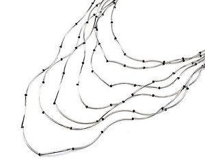 【送料無料】ネックレス　クランプミニメタルチューブ…cl1553e sautoir collier statement multirangs tubes mtal argent avec mini