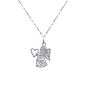 【送料無料】ネックレス　ソリッドシルバージルコニウムクリップcollier ange en argent massif et zirconium longueur au choix 45cm ou 50cm