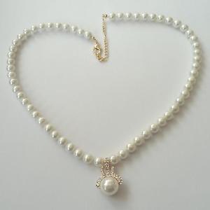 【送料無料】ネックレス　クランプジルコンペンダントホワイトビーズストランドcollier femme 1 brin de perles blanches avec pendentif de perles et zircons 2 h