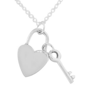 【送料無料】ネックレス　スターリングシルバーハートキーチェーンロックカラーargent sterling cur amour cadenas cl femmes collier avec chaine