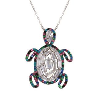【送料無料】ネックレス　スターリングシルバータートルペンダントen argent sterling 925 multicolore tortue pendentif avec cz