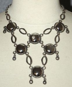 【送料無料】ネックレス　ガラスヴィンテージミラーペンダントクランプcollier ras du cou et pendentif en mtal argent et verre miroir vintage