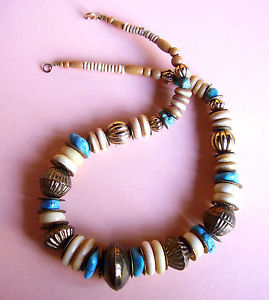 【送料無料】ネックレス クランプビーズターコイズトルコ735 collier perles laiton et turquoise