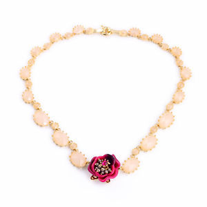 【送料無料】ネックレス　クリップシークレットガーデンローズレトロビンテージcollier jardin secret rose fleur violet perle de culture retro vintage ancien l5