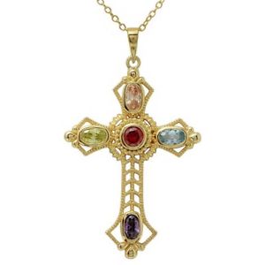 【送料無料】ネックレス　スターリングシルバーメッキジルコニウムfemmes en argent sterling 925 plaqu or multicolore oxyde de zirconium ovale