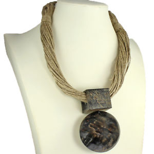 【送料無料】ネックレス　ホーントライバルブラウンnaturel corne de buffle marron tribal oversized grosse rond rustique collier 14,804円
