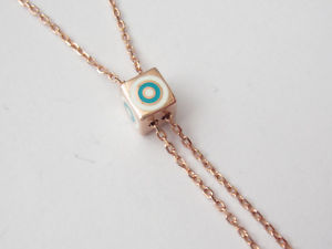 【送料無料】ネックレス　トルコエマイユメッキピンクturque plaqu or rose en argent sterling 925 maill mauvais oeil cubique