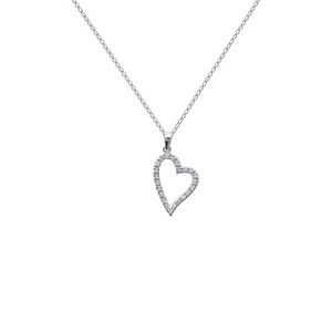 【送料無料】ネックレス　ソリッドシルバージルコニウムハートネックレスcollier coeur en argent massif et zirconium longueur au choix 45cm ou 50cm 14,386円