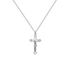 【送料無料】ネックレス　ソリッドシルバークリップキリストクロスcollier croix christ en argent massif longueur au choix 45cm ou 50cm