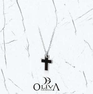 【送料無料】ネックレス　カテナニューヨークsagapo collana catena acciaio pendnte croce nera ematite sny02 york