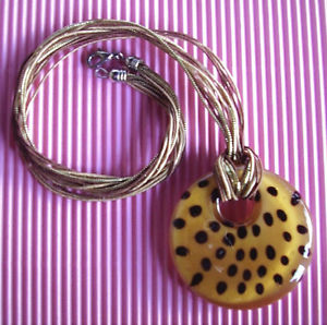 【送料無料】ネックレス　ペンダントネックレスガラスwg163 collier pendentif verre facon leopard