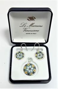 【送料無料】ネックレス　イタリアムラーノcompleto ciondolo e orecchini murrina vetro di murano made in italy