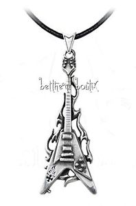 【送料無料】ネックレス　ゴスロックコードクランプペンダントギターゴシックgoth alchemy collier cordon amp; pendentif guitare flamme flaming v gothique