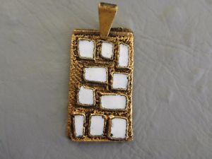 【送料無料】ネックレス　ブロンズドーレホワイトエナメルヴィンテージpendentif ancien en bronze dore rectangle email blanc enamel pendant vintage 70 14,785円