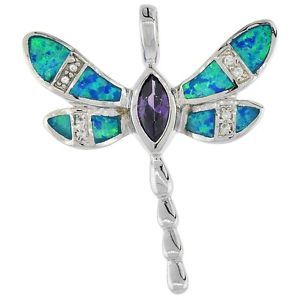 【送料無料】ネックレス　スターリングシルバーオパールトンボペンダントアメジストargent sterling opale libellule pendentif avec transparent amp; couleur amthyste