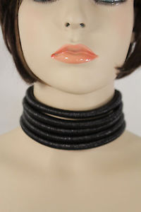 【送料無料】ネックレス　ショートメッシュファブリックモードイヤリングセットストランドfemmes courtes mode ras du cou large collier noir mesh tissu brins earrings set