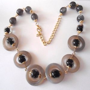 【送料無料】ネックレス　ロコンメートルcollana donna colore oro con murrine quarzi agata grigia 48 58 cm 257 m｜hokushin