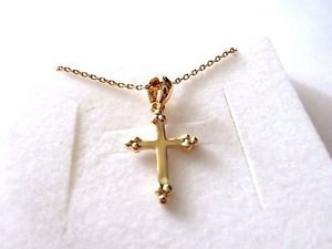 【送料無料】ネックレス　メッキペンダントクロスチェーンメッキpendentif en plaqu or croix avec chaine en plaqu or