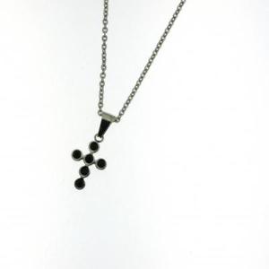 【送料無料】ネックレス collana ciondolo croce, uomo acciaio zirconi nericollana ciondolo croce uomo acciaio zirconi neri