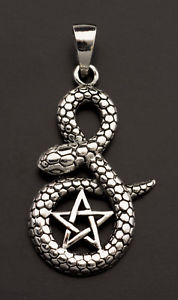【送料無料】ネックレス　シルバーマッシフマジックヘビペンダントserpent pentagramme pendentif pentacle en argent 925 massif 51g magie 25904｜hokushin