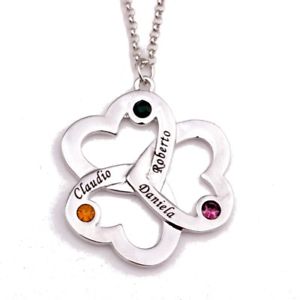 【送料無料】ネックレス　トリプルクランプクローバーハートポーチcollier triple coeur trfle 3 prnoms argent pochette cadeau lamp;d
