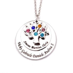 【送料無料】ネックレス　ライフポーチカスタムクリップツリーcollier personnalis arbre de vie 7 prnoms pochette cadeau lamp;d