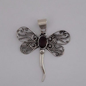 【送料無料】ネックレス スターリングシルバーペンダントオルヌトンボガーネットagnes creations beau pendentif en argent 925 libellule orne grenat|hokushin