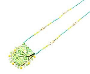 【送料無料】ネックレス　ペンダントネックレスポーチモザイクビーズcl586 * sautoir collier pendentif pochette mosaque ethnique et perles vert