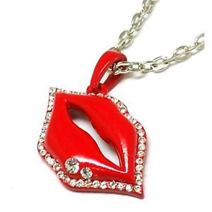【送料無料】ネックレス　コレクションエナメルレッドコーティングベースthe olivia collection rouge maill revtu base mtal lvres pendentif sur