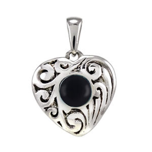 【送料無料】ネックレス　スターリングシルバーハートターコイズブラックfemmes 925 argent sterling coeur noir turquoise oxidize 25cm pendentif