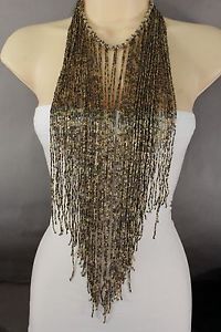 【送料無料】ネックレス ゴールドメタルカラーブロンズパールカラーロングモードサルサフリンジfemme or mtallique bronze couleur perles collier la mode long franges salsa|hokushin