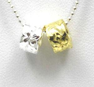 【送料無料】ネックレス　イエローゴールドシルバーハワイアンプルメリアバレルパールチューブ8mm or jaune argent 925 hawaen plumeria volutes baril tube perle ensemble｜hokushin
