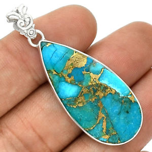 【送料無料】ネックレス　ターコイズトルコペンダントシルバーマウントpendentif turquoise monture en argent 925 ref 8480｜hokushin