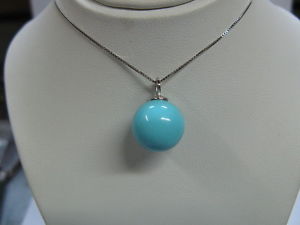 【送料無料】ネックレス　アルジェントロビアンコciondolo turchese a sfera in argento 925 effetto oro bianco｜hokushin