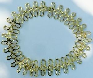 【送料無料】ネックレス クリップビンテージジュエルリリーフカラーゴールドチェーンリンクcollier bijou vintage anne 70 couleur or maillon dcor en relief * 3310|hokushin