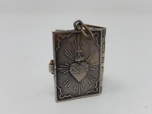 【送料無料】ネックレス　pendentif ancien ,livre sacr cur en mtal argent