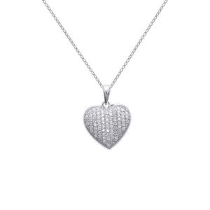 【送料無料】ネックレス ソリッドシルバージルコニウムハートネックレスcollier coeur en argent massif et zirconium longueur au choix 45cm ou 50cm|hokushin