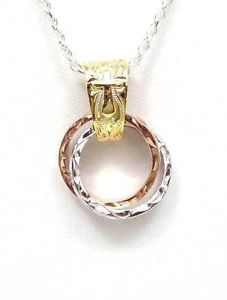 【送料無料】ネックレス　シルバーハワイアントリコロールブッシュペンダントargent 925 tricolore hawaen volutes bagues pendentif lourde