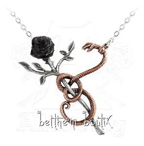 【送料無料】ネックレス　ゴスロックチェーンクリップピンクペンダントスネークゴシックピンクgoth alchemy collier chaine amp; pendentif rose amp; serpent a rose for eve gothique
