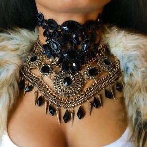 【送料無料】ネックレス　クリップネックファンタジークランプcollier pour femmes perles strass collier tour de cou collier gland fantaisie