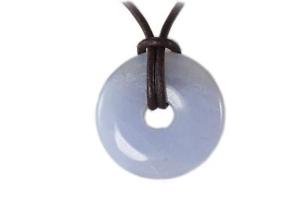 【送料無料】ネックレス ドーナツdonut ou pi chinois calcdoine bleue 4cm|hokushin