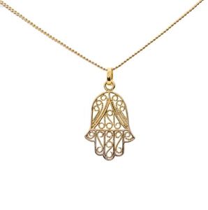 【送料無料】ネックレス　ファティマチェーンメッキゴールドシルバーgrand pendentif hamsa main de fatma fatima avec chaine plaqu or ou argent｜hokushin