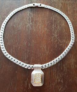 【送料無料】ネックレス　ビンテージクランプネックメッシュスチールフラットフラッシュcollier vintage ras de cou maille anglaise plate en acier et strass refv819