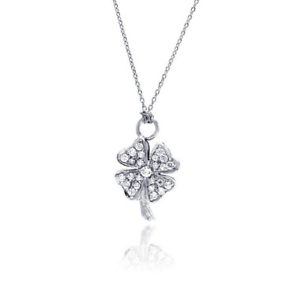 【送料無料】ネックレス　スターリングシルバージルコンクローバーネックレスfemmes en argent sterling 925 zircon transparent rh trfle 406cm collier