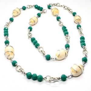 【送料無料】ネックレス ヴェルディcollana il alluminio lunga 90 centimetri con conchiglia e cristalli verdi|hokushin