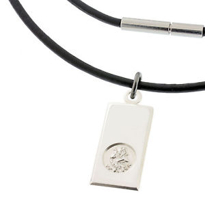 【送料無料】ネックレス　ブラックレザーカラーシルバーサンクリストフインゴットcuir noir collier amp; argent 925 saint christophe lingot pendentif gravure