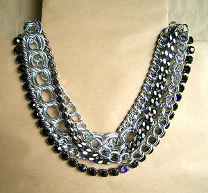 【送料無料】ネックレス　ネックレスアルミニウム1326 collier cinq rangs aluminium et strass